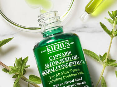 Olejek konopny do twarzy wzbogacony o olejek z oregano Cannabis Sativa Seed Oil Herbal Concentrate Kiehl’s